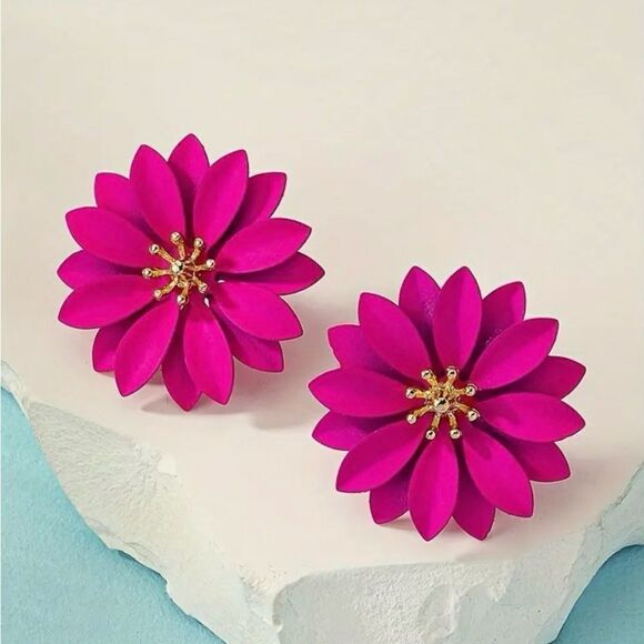 🌸 Betsey Johnson pretty in pink flower earrings 🌸 - Picture 4 of 9